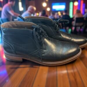 Men's Sz 11.5 Medium SONOMA Black Vegan Leather Chukka Lace-Up Boots Beautiful!